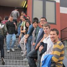 In line for the conveyor belt sushi restaurant