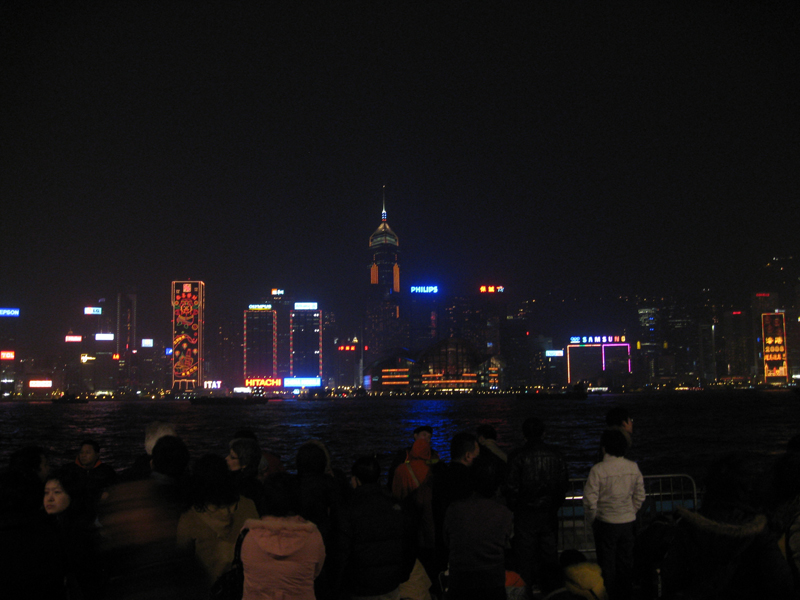 Harbor at night, Hong Kong, February 2008