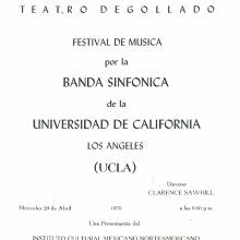 Program, Wind Ensemble concert at Teatro Degollado, Guadalajara, Mexico, April 29, 1970