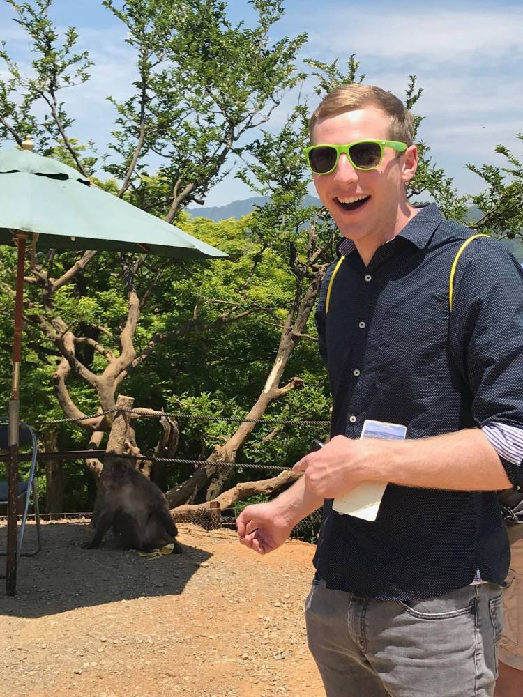 John Malchar at the Iwatayama Monkey Park