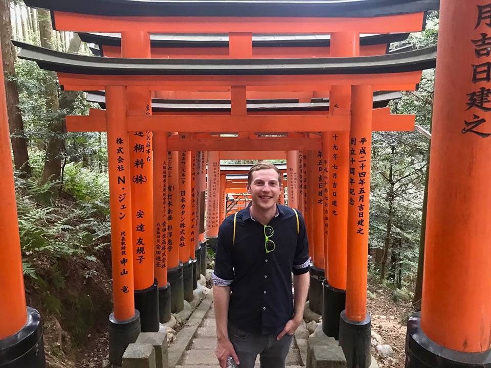 John Malchar at the Fushima Inari Shrine gates