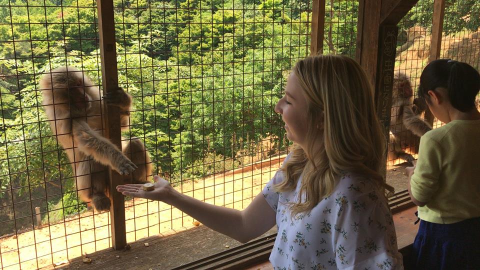 Christina Martin at the Iwatayama Monkey Park