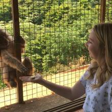 Christina Martin at the Iwatayama Monkey Park