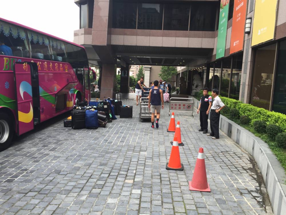 Checking out of the hotel in Taoyuan