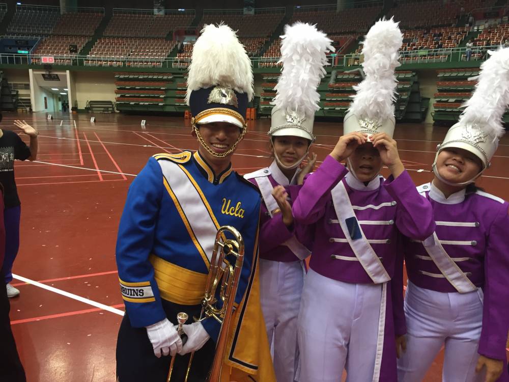 Justin Hang with members of the Suranaree Band from Thailand