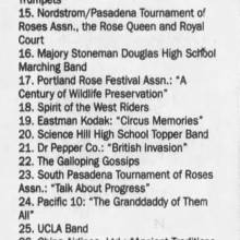 1999 010199 Rose Parade Lineup