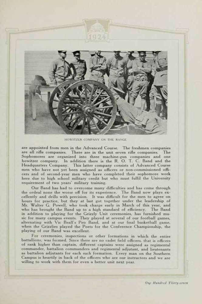 ROTC Band and Pep Band, 1924 Yearbook, page 137