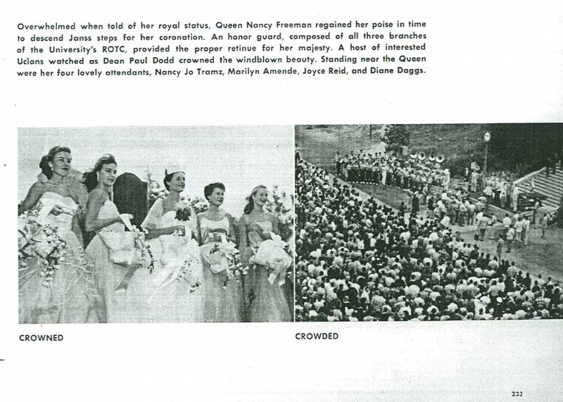 Band performing at Homecoming, 1953 Yearbook