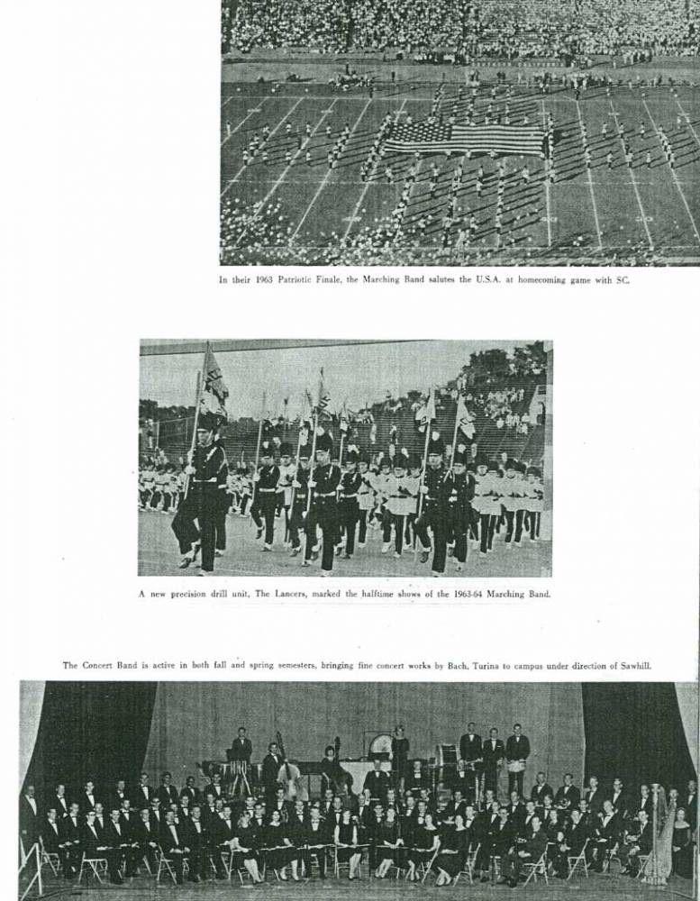 Band performances, 1963-1964 Yearbook, page 243