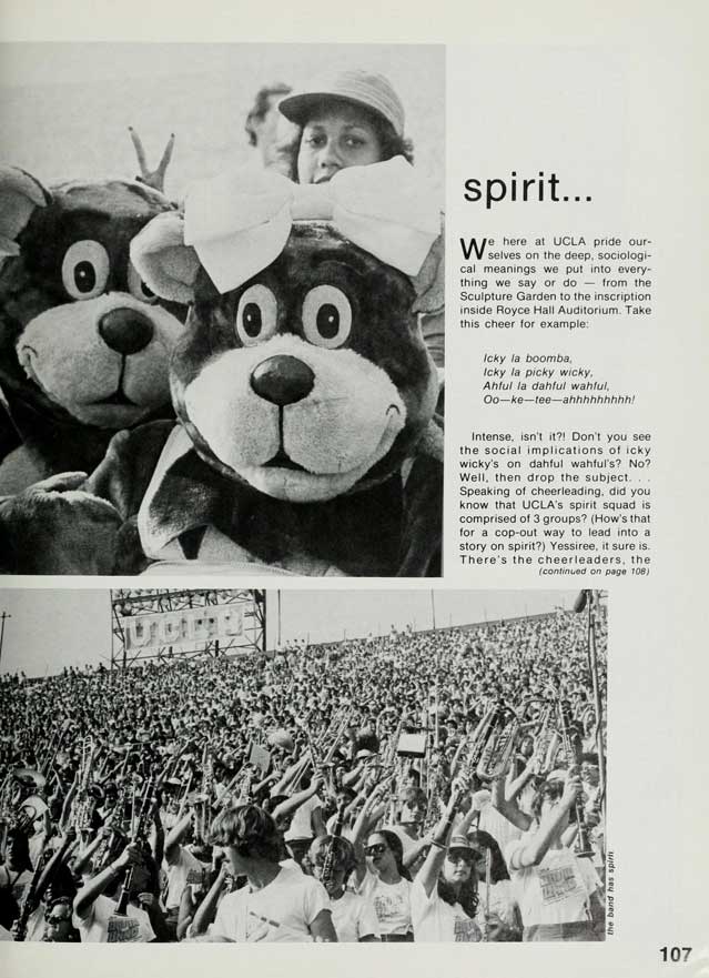 Band in stands, 1981 Yearbook, page 107