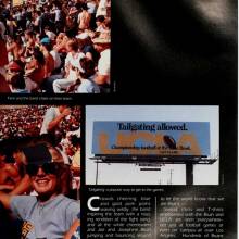 Band in stands, 1986 Yearbook, page 65