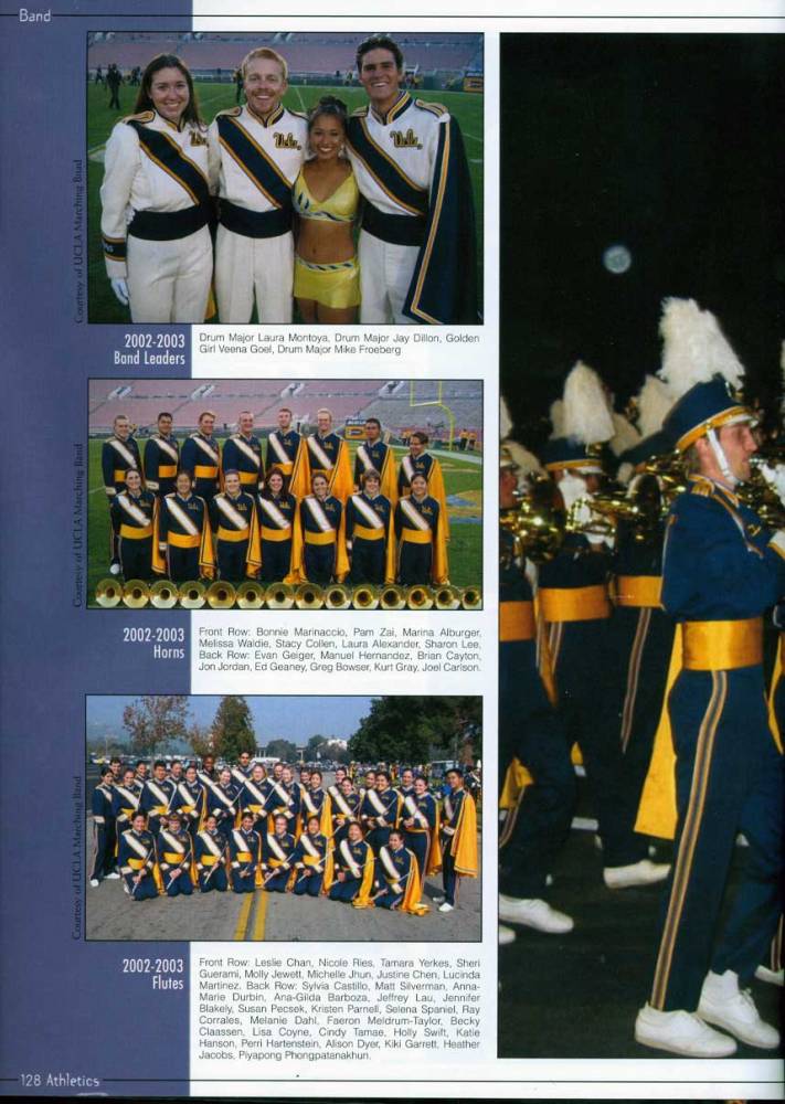 Drum Majors, Golden Girl, Horns, Flutes, 2003 Yearbook, page 128