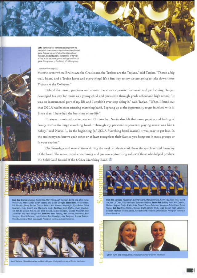 Trombones, Sousaphones, Drum Majors, Teaching Assistants, 2008 Yearbook, page 305