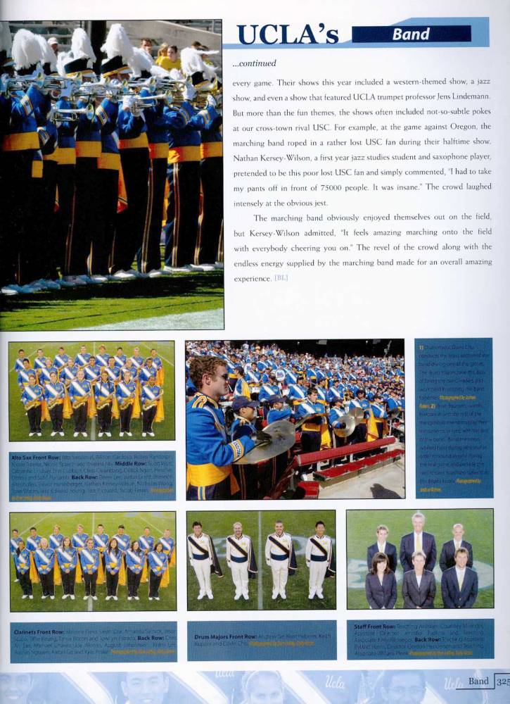 Alto Saxophones, Clarinets, Drum Majors, Staff, 2010 Yearbook, page 325