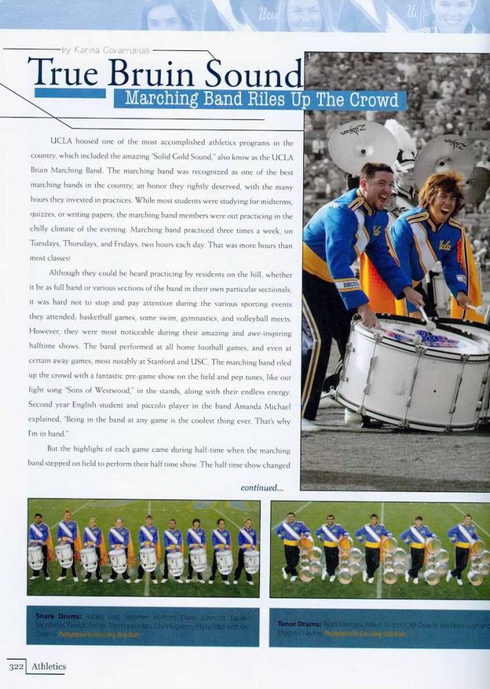 Snare and Tenor Drums, 2010 Yearbook, page 322